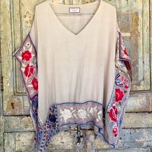 Johnny Was Workshop embroidered caftan poncho top
